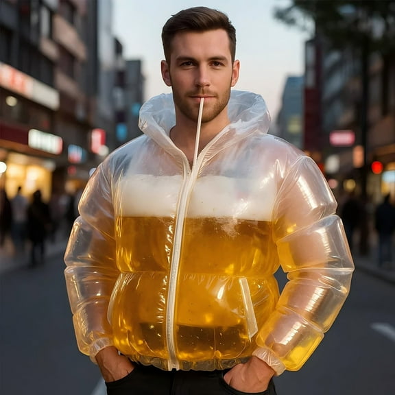 Beer Clothes Jacket, Usavan Insulated Hands-Free Drink Holder Jacket, Cozy Wearable Beer Carrier for Parties Festivals Camping Cold Weather