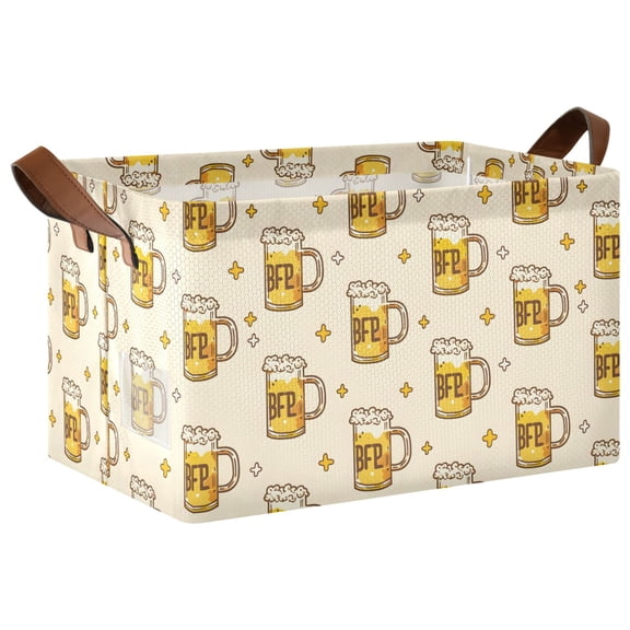Beer Collapsible Storage Bin Open Home Shelf Basket Water-Resistant Iron Frame Large