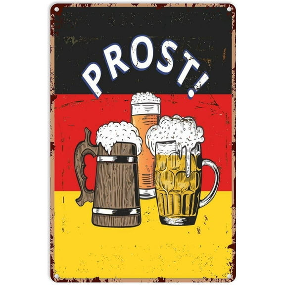 Beer Decor Party Patriotic German Beer Metal Sign Decor Tin Aluminum Sign Wall Art Metal Poster for Man Cave Bar Garage 12x8 inch