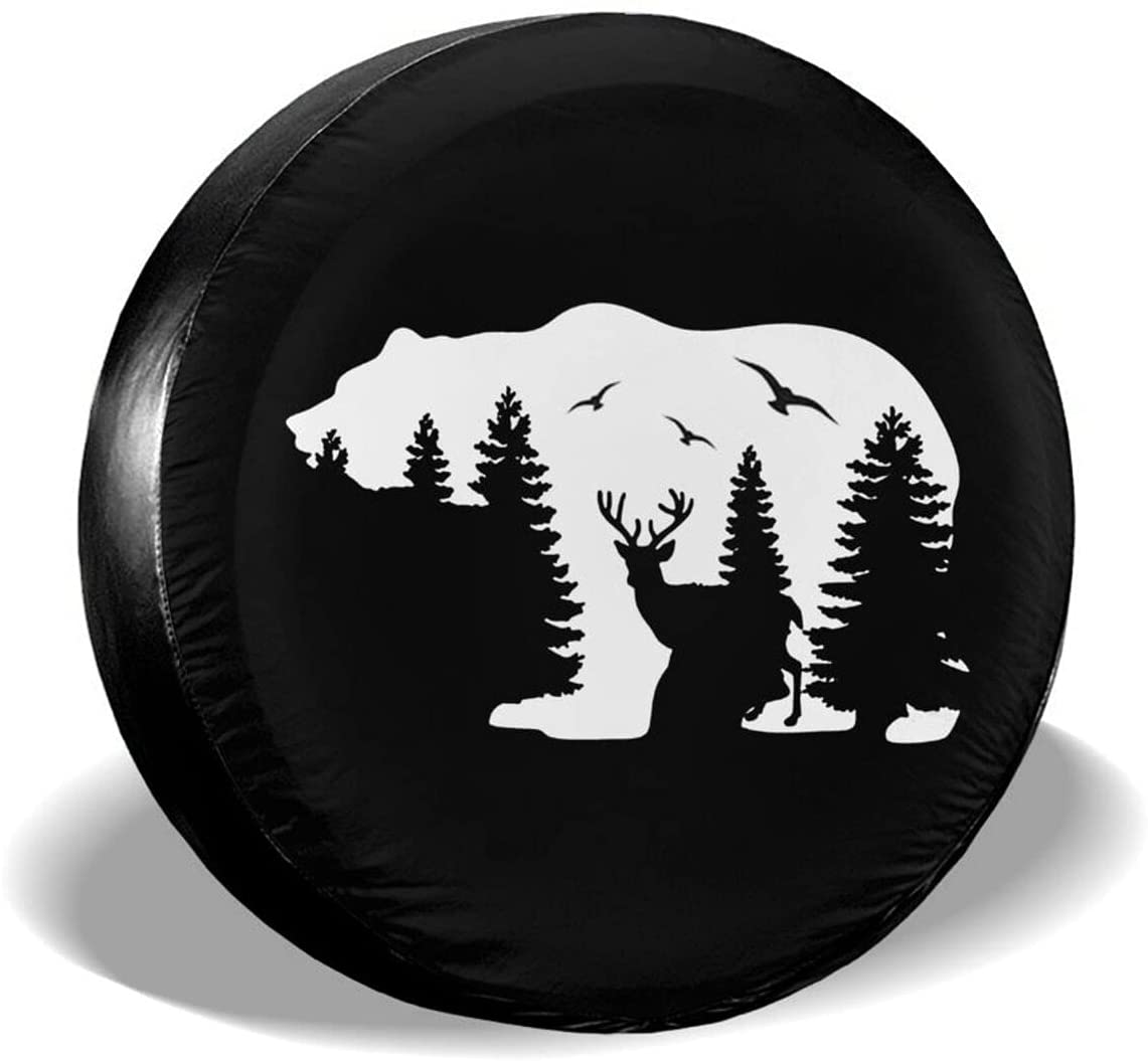 Beer Deer Mountains Spare Tire Cover Waterproof DustProof UV Sun Wheel