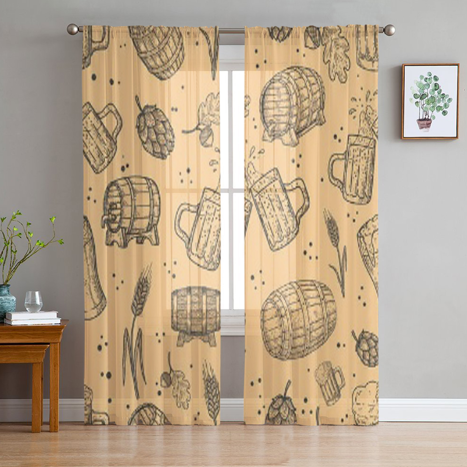Beer Design Tulle Sheer Window Curtains For Living Room The Bedroom ...