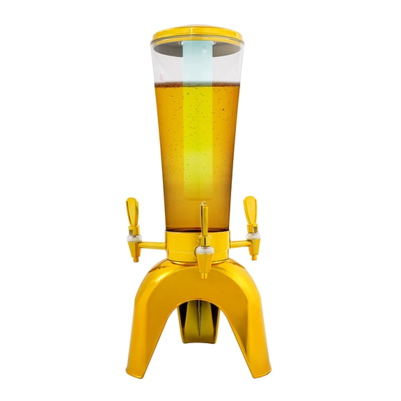 Beer Dispenser with Ice Container and LED Light, Beer Dispenser, Beer Dispenser With 3 Faucets(Golden)