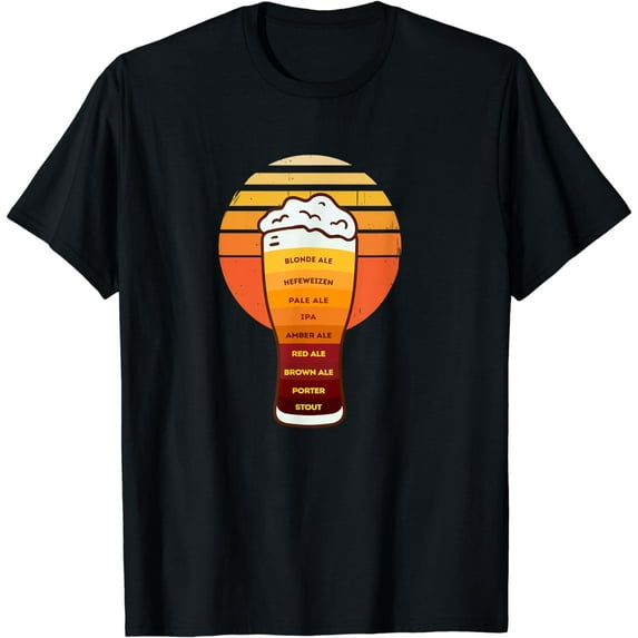 Beer Diversity in a Beer Glass with Foam - Retro Beer Types T-Shirt