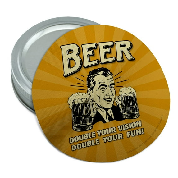 Beer Double Your Vision Fun Funny Humor Round Rubber Non-Slip Jar Gripper Lid Opener