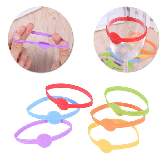 NIAIZEK Set of 6 Dishwasher Safe Drink Markers Glass Tags for Parties in Assorted Bright Colors