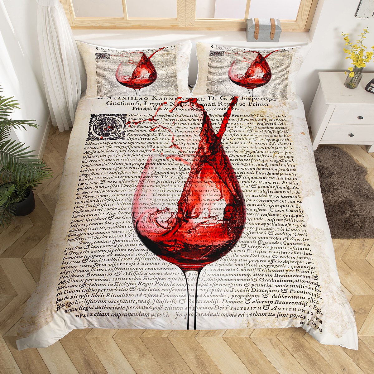 Beer Duvet Cover King, Retro Bar Bedding Set For Women, Modern Beer