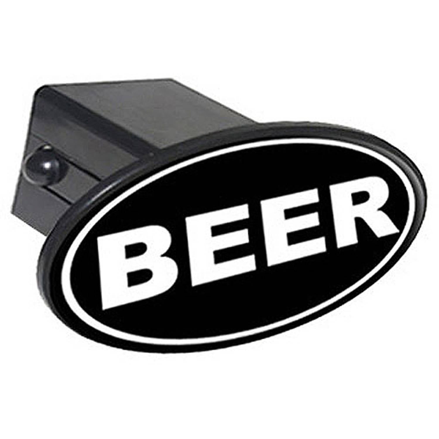 Beer Euro Oval White On Black 2 Oval Tow Trailer Hitch Cover Plug