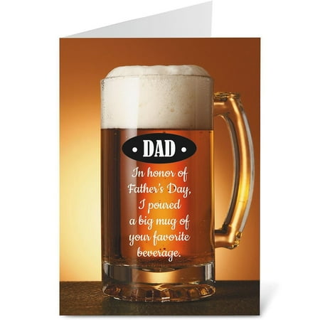 Current Beer Father’s Day Greeting Card with White Envelope, Happy Greetings for Any Father, Grandfather, Son, Husband, Brother, Uncle, or Step Dad, Large 5"x7" Single Card