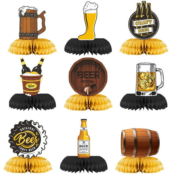 Beer Festival Honeycombed Decorations 9 Pieces Set for Oktoberfests Table Centerpieces in Bavarian Styles Daily Use