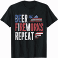 thumbnail image 1 of Beer Fireworks Repeat Star Funny July 4th Fireworks T-Shirt, 1 of 5