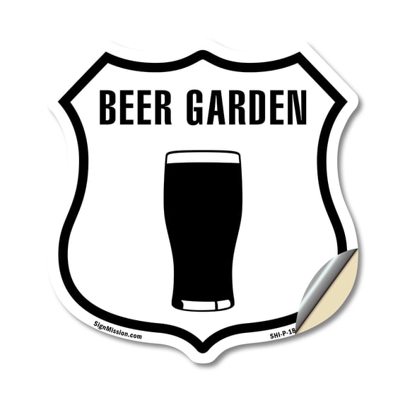 Beer Garden (5 Pack) 6 inch X 6 inch Shield Shaped Heavy Duty 3.2 mil Vinyl Decals Weather Resistant Made in the USA