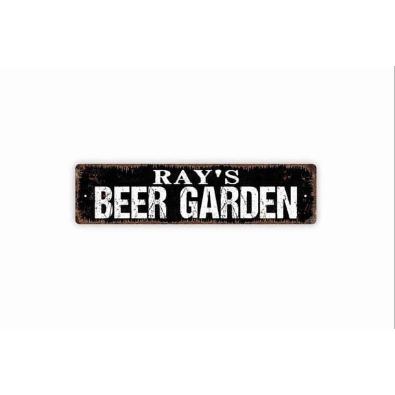 Beer Garden Sign Custom Metal Aluminum Sign Rustic Street Sign or Door Name Plate Plaque - Size: 16 x 4 Inches