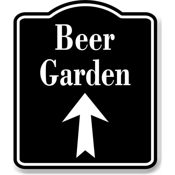 Beer Garden Up Arrow BLACK Aluminum Composite Sign, 8.5"x10"