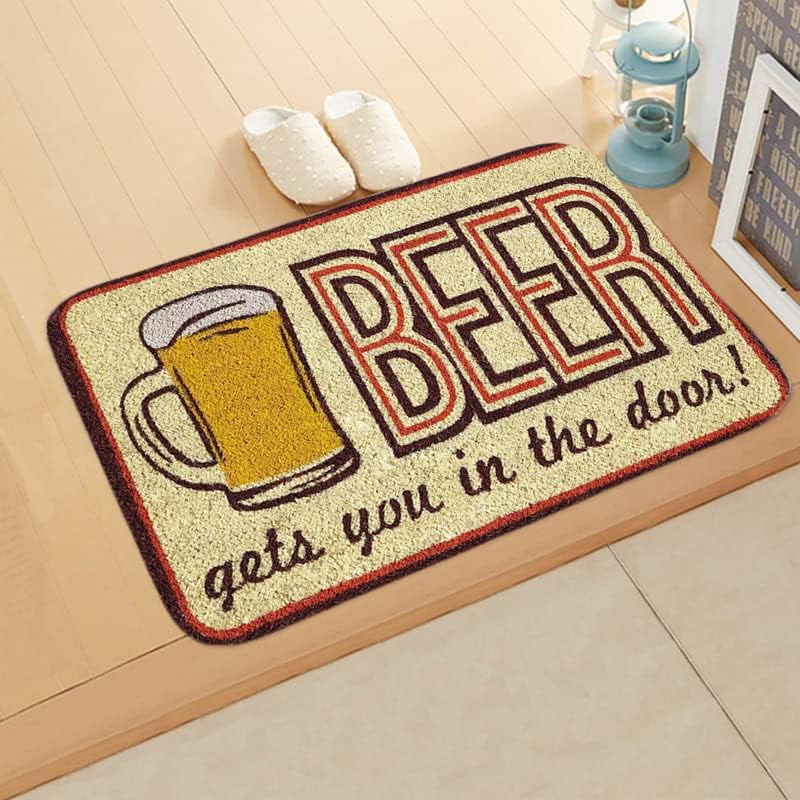 Beer Gets You in The Door ! Funny Mat NonSlip and Washable