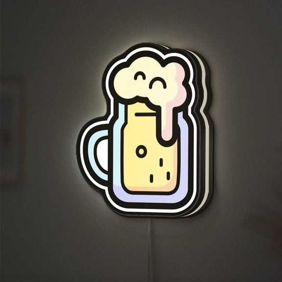 Beer Glass 3D Novelty Light Box, Beverage Wall Decor, Home Bar Accent, Ideal for Drink Lovers (Width 8 inch, 20cm)