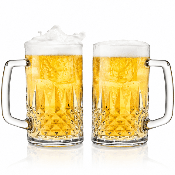 Beer Glass Mugs for Freezer Set of 2 Dimpled Beer Stein Large Drinking Cups