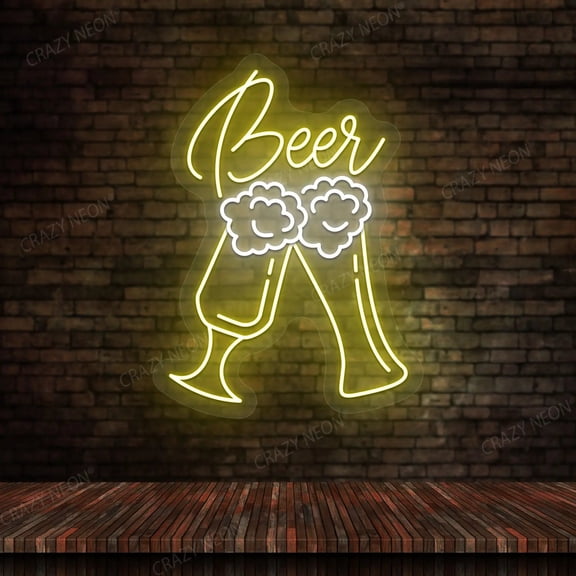 Beer Glass Multicolor Neon Sign (Red, 32"(W)x43"(H))