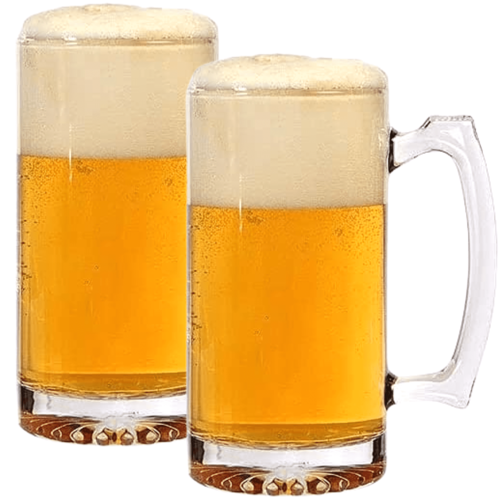 Beer Glasses, Glass Mugs With Handle 16oz, Large Beer Glasses For Freezer,  Beer Cups Drinking Glasses, Set of 2