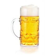 Beer Glasses with Handles Clear Plastic Beer Mugs Freezable 32 oz Glass Beer Mug Made for Cold Beverages,Reusable Beer Cups, Mugs and Beer Glasses for Men, Dishwasher Safe