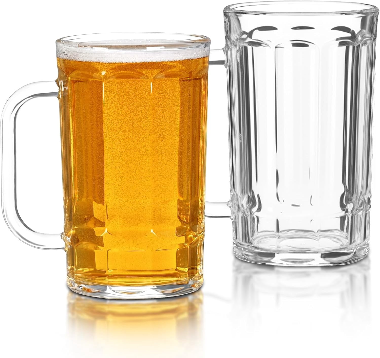 Beer Glasses, Set of 2 Beer Mug, Clear Beer Stein 11oz, Transparent ...