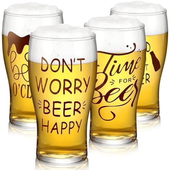 Beer Glasses Set of 4, Pilsner Beer Glasses 20 OZ, Pint Glasses Craft Glass Large Capacity with Unique Design Style, Wheat Beer Glass IPA Drinking Gift set for Home Dining, Bars and Parties
