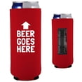 thumbnail image 1 of Beer Goes Here Arrow Up Funny Magnetic Slim Can Coolie (Red), 1 of 3