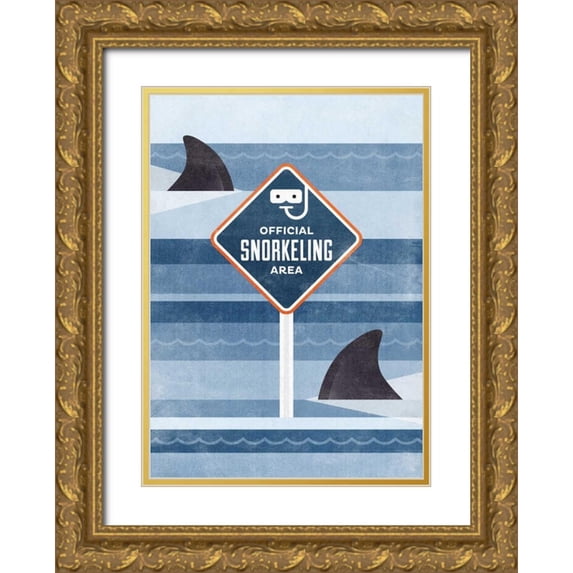 Beer, Hannes 14x18 Gold Ornate Wood Framed with Double Matting Museum Art Print Titled - Official Snorkeling Area