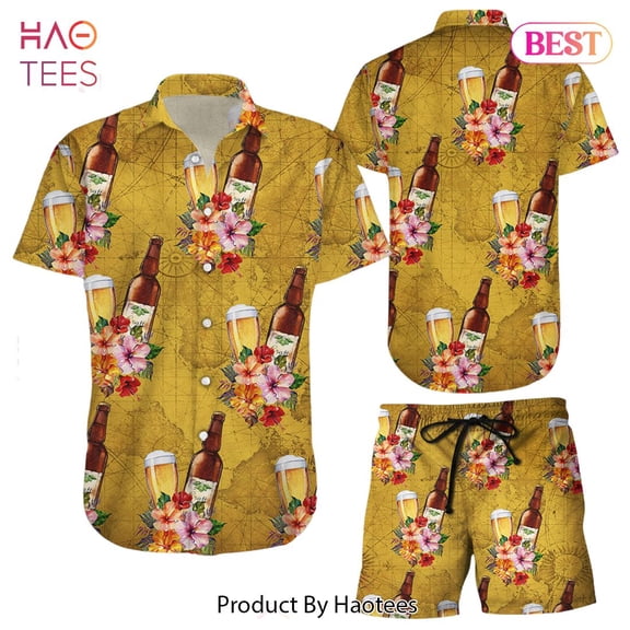 Beer Hawaiian Shirt Beer Flowers Map Button Down Shirts Summer Holiday Gift