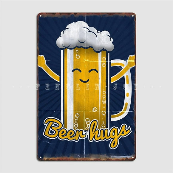 Beer Hugs Poster Metal Plaque Pub Classic Wall Decor Cinema Aluminum Sign Poster Size: 12 x 8 Inches