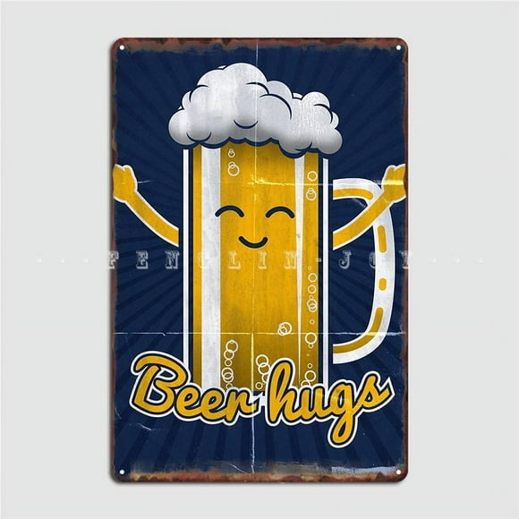 Beer Hugs Poster Metal Plaque Pub Classic Wall Decor Cinema Tin Sign Poster Size: 8 x 12 Inches