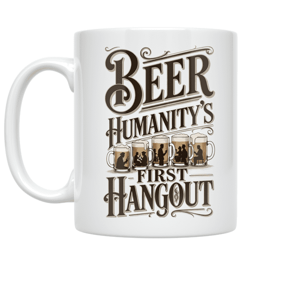 Beer: Humanity's First Hangout - Beer History Enthusiast - 11 oz Ceramic Coffee Mug