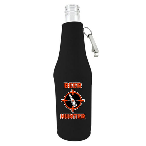 Beer Hunter Beer Bottle Coolie With Opener (Black)