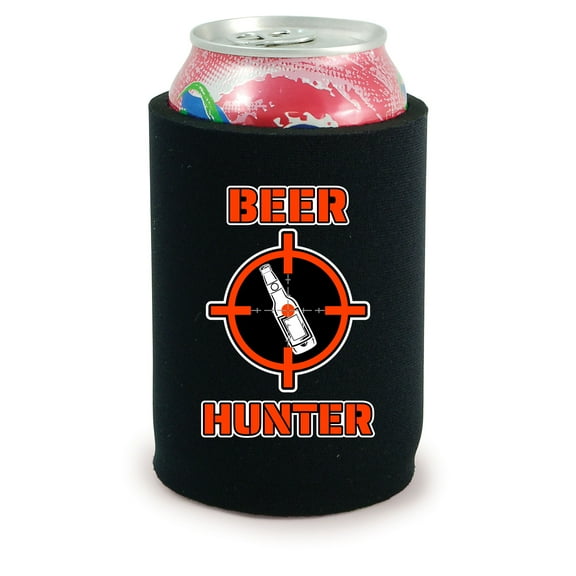 Beer Hunter Neoprene Full Bottom Can Coolie (Black)