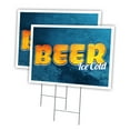 thumbnail image 1 of Beer Ice Cold 2 Pack Of 12" x 16" Yard Sign & Stake | Advertise Your Business | Stake Included Image On Front Only | Made in The USA, 1 of 3