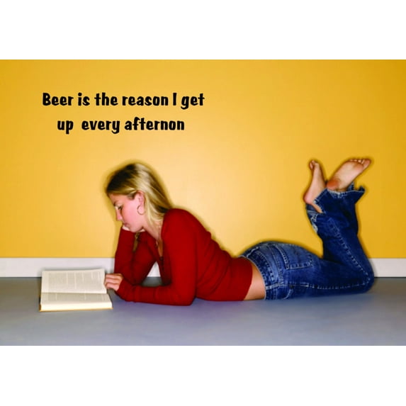 Beer Is The Reason I Get Up Picture Art - Girls BedRoom Sticker Vinyl Wall Decal 6 X 18 Inches