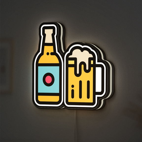 Beer Jar 3D Novelty Light Box, Pub Shelf Ornament, Alcohol Decor, Fun, Ideal for Party Hosts and Beer Lovers (Width 12 inch, 30cm)