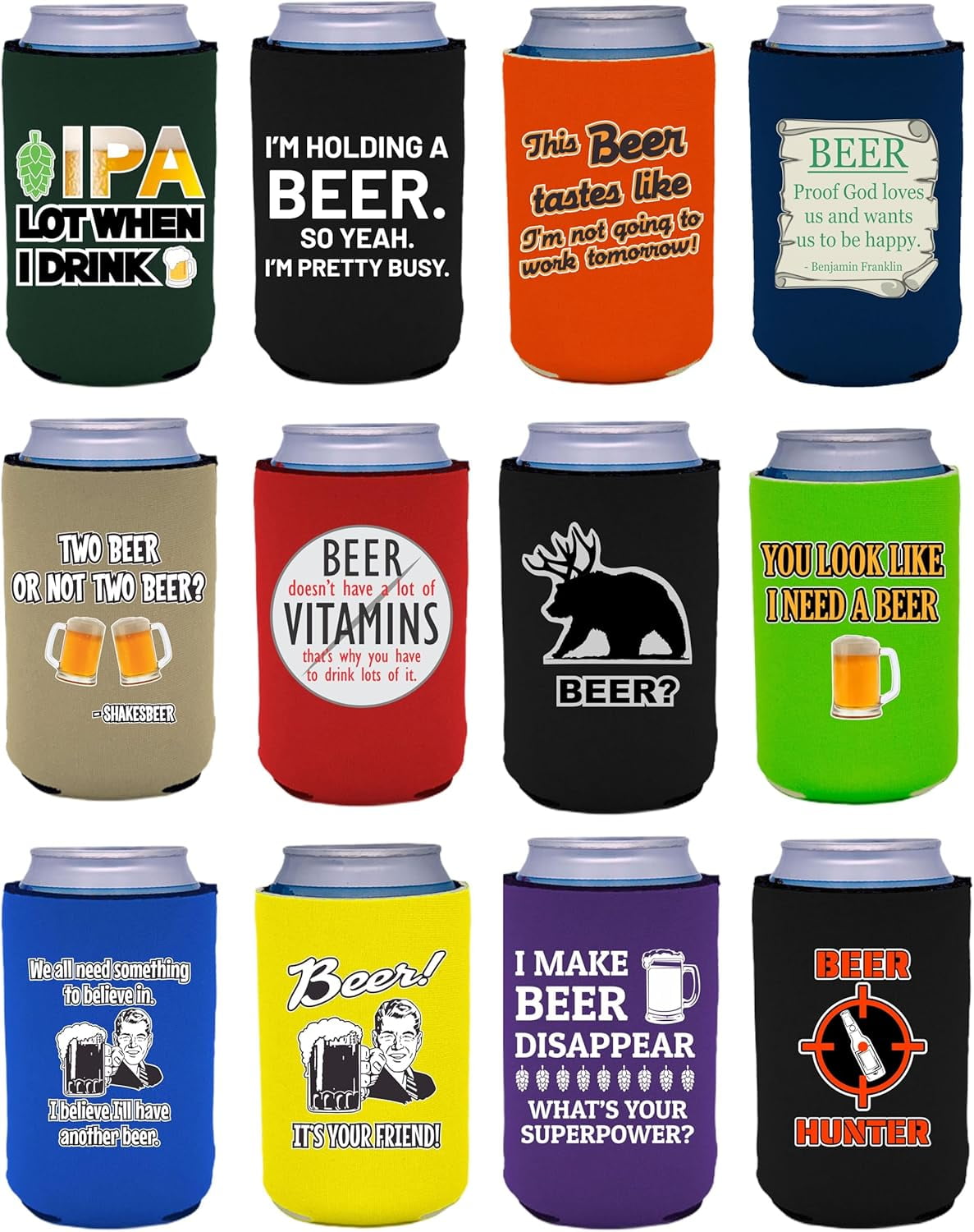 Beer Jokes Funny Designs Can Coolie 12 Pack Set