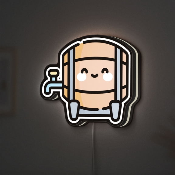 Beer Keg 3D Novelty Light Box, Beer Barrel Wall Art, Pub and Brewery Decor for Beer Lovers (Height 16 inch, 40cm)