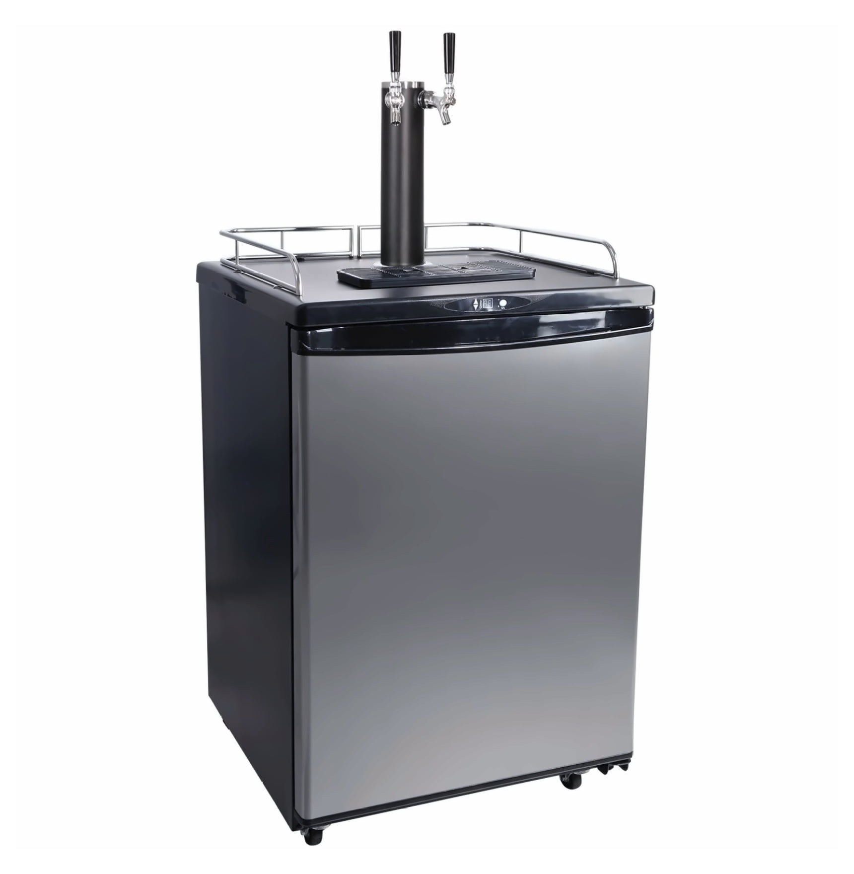 Beer Kegerator Dual Tap Draft Beer Dispenser CO2 Ready - 1/6, 1/4, 1/2 Barrel Compatible, 32-75.2°F Temp Control, Black