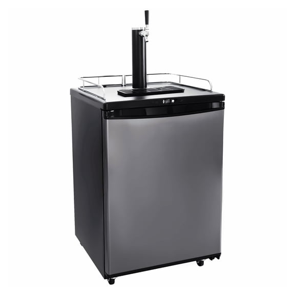 Beer Kegerator Single Tap Draft Beer Dispenser - Full Size Keg Refrigerator with CO2 Cylinder, Drip Tray & Rail - 32F-75.2F Temperature Control - Holds 1/6, 1/4, 1/2 Barrels