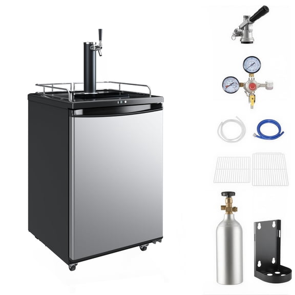 Beer Kegerator, Single Tap Draft Beer Dispenser, Keg Refrigerator 92L 3.3 Cuft, Compact Kegerator with Imitation Stainless Steel Door, for Home Bar and Party