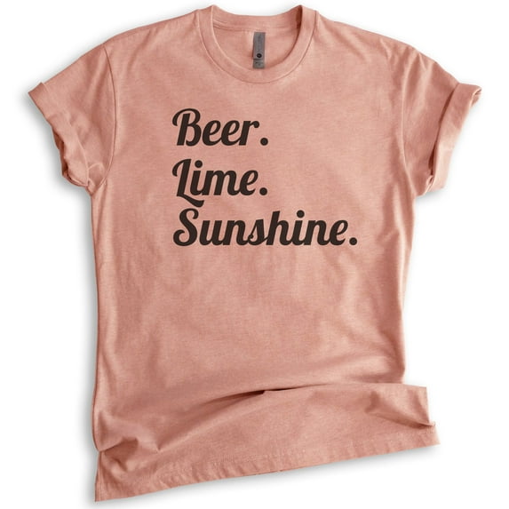 Beer Lime Sunshine T-shirt, Unisex Women's Men's Shirt, Beer Shirt, Vacation T-Shirt, Heather Sunset, 3X-Large