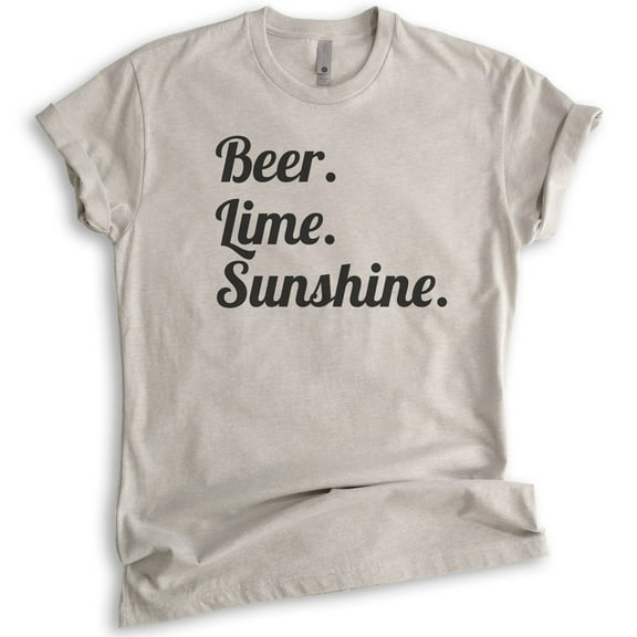 Beer Lime Sunshine T-shirt, Unisex Women's Men's Shirt, Beer Shirt, Vacation T-Shirt, Light Silk Gray, Medium