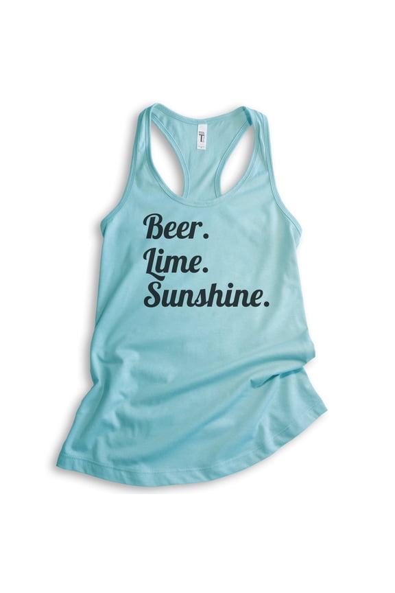 Beer Lime Sunshine Tank Top, Ladies Racerback Tank Top, Beer Tank, Vacation Tank, Cancun, Large