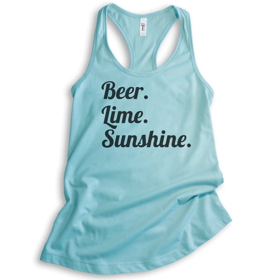 Beer Lime Sunshine Tank Top, Ladies Racerback Tank Top, Beer Tank, Vacation Tank, Cancun, X-Small
