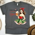 thumbnail image 1 of Beer Lover Graphic Tee | Retro Pin-Up Girl Funny Drinking T-Shirt, Dark Heather, Size M, 1 of 6