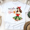 thumbnail image 1 of Beer Lover Graphic Tee | Retro Pin-Up Girl Funny Drinking T-Shirt, White, Size S, 1 of 6