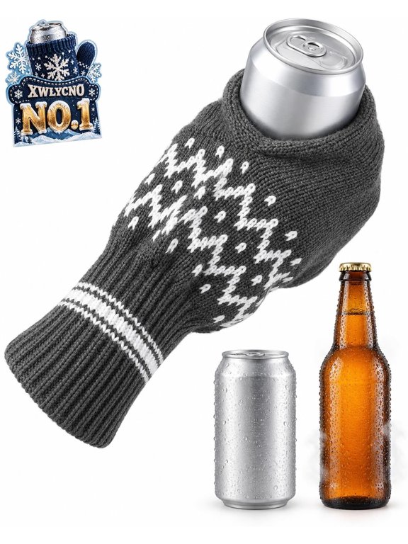 Beer Mitten Gloves Knit Insulating Stitched Drink Mitt Holder for Beverage