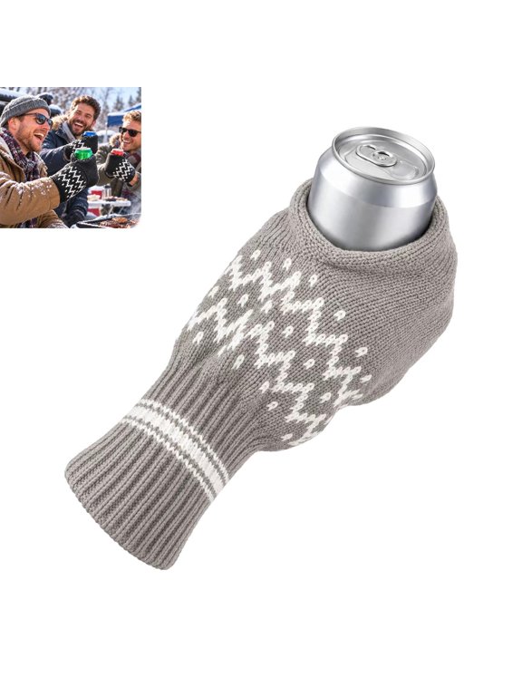 Beer Mitten Gloves, Knit Stitched Drink Mitt Holder, Cold Beer Warm Hand, Winter Priorities Sorted, Beer Beverage Christmas Party Favors for White Elephant Gag Idea