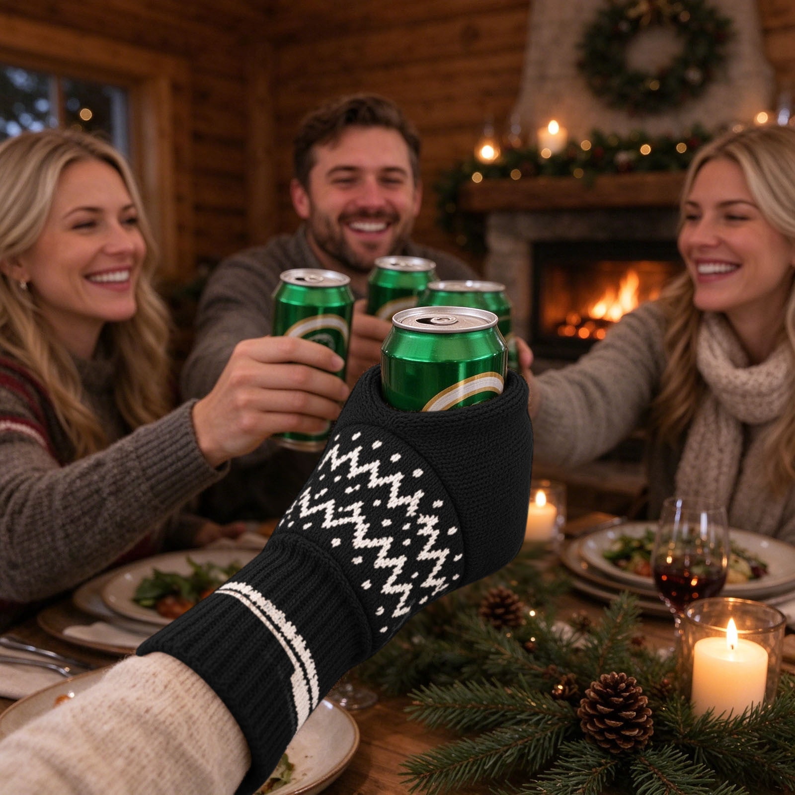 Beer Mitten Gloves, Winter Built-In Insulated Knit Stitched Drink ...